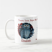 Wise Magical Owl, Floral Backdrop. Uniek, grappig Koffiemok (Links)