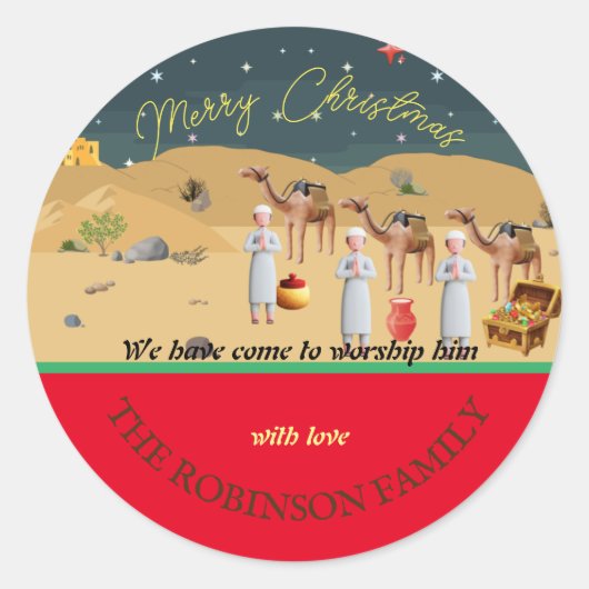 Wise Mannen met cadeaus Nativiteit verhaal Ronde Sticker (Voorkant)