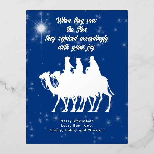 Wise Mannen Scripting kerststerren Briefkaart Foli (Voorkant)