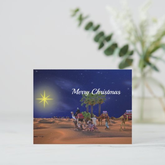 Wise Mannen Star Kerstgrafisch Briefkaart (Staand voorkant)