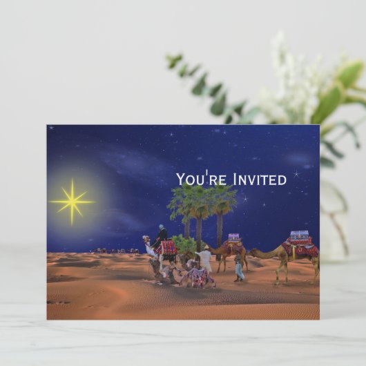 Wise Mannen Star Kerstgrafisch Kaart (Staand voorkant)