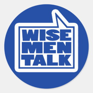 Wise mannen talk citeert blauwe en witte sticker