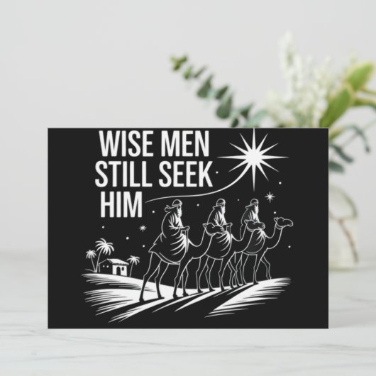 Wise Mannen zoeken hem nog steeds Christelijk Kers Feestdagenkaart (Staand voorkant)