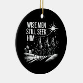 Wise Mannen zoeken hem nog steeds Christelijk Kers Keramisch Ornament (Rechts)