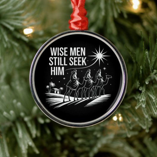 Wise Mannen zoeken hem nog steeds Christelijk Kers Metalen Ornament (Boom)