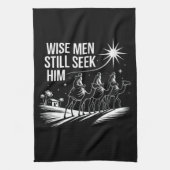 Wise Mannen zoeken hem nog steeds Christelijk Kers Theedoek (Verticaal)
