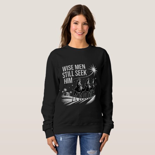 Wise Mannen zoeken hem nog steeds Christelijk Kers Trui (Voorkant volledig)