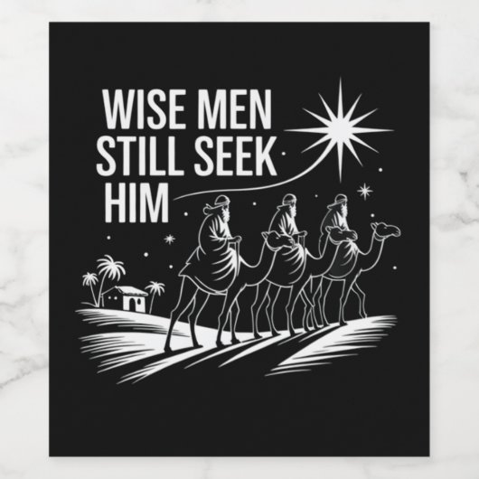 Wise Mannen zoeken hem nog steeds Christelijk Kers Wijn Etiket (Enkel label)