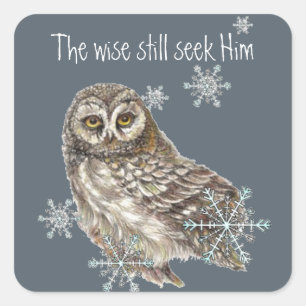 Wise Mannen zoeken hem nog steeds Quote Owl Bird Vierkante Sticker