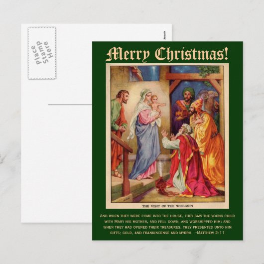 Wise Men Christmas Card with Bible Verse Feestdagenkaart (Voorkant / Achterkant)