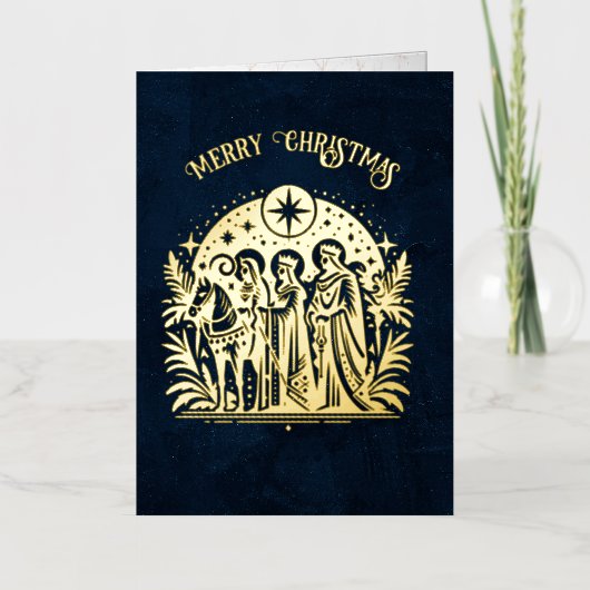 Wise Men Foil on Blue Folie Wenskaart (Voorkant)
