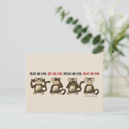 Wise Monkeys Humor Briefkaart (Staand voorkant)