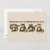 Wise Monkeys Humor Briefkaart (Voorkant / Achterkant)