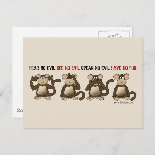 Wise Monkeys Humor Briefkaart (Voorkant / Achterkant)