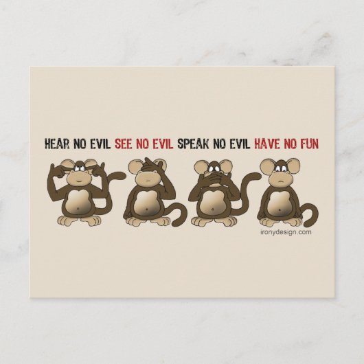 Wise Monkeys Humor Briefkaart (Voorkant)