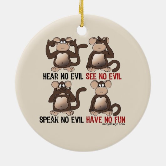 Wise Monkeys Humor Keramisch Ornament (Achterkant)