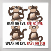 Wise Monkeys Humor Poster (Voorkant)
