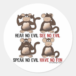 Wise Monkeys Humor Ronde Sticker