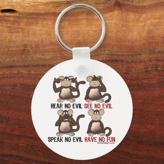 Wise Monkeys Humor Sleutelhanger (Voorkant)