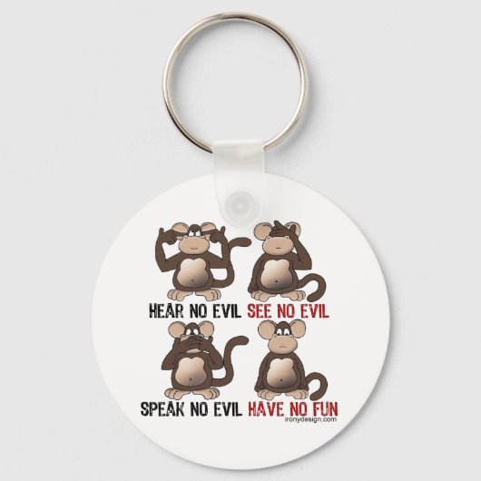 Wise Monkeys Humor Sleutelhanger (Achterkant)