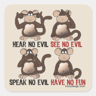 Wise Monkeys Humor Vierkante Sticker