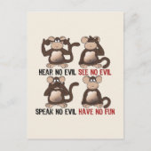 Wise No Evil Monkeys Humor Briefkaart (Voorkant)