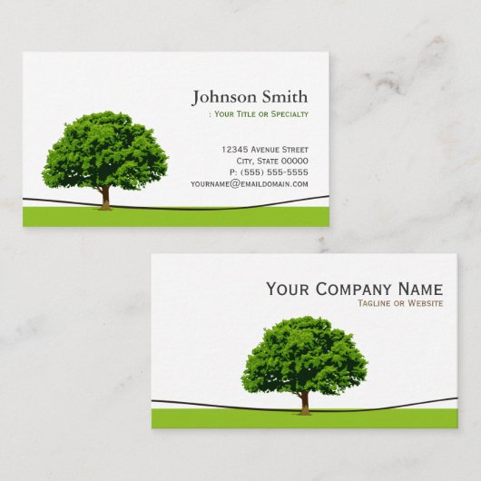 Wise Oak Tree Symbol - Professional Tree Service Visitekaartje (Voorkant / Achterkant)