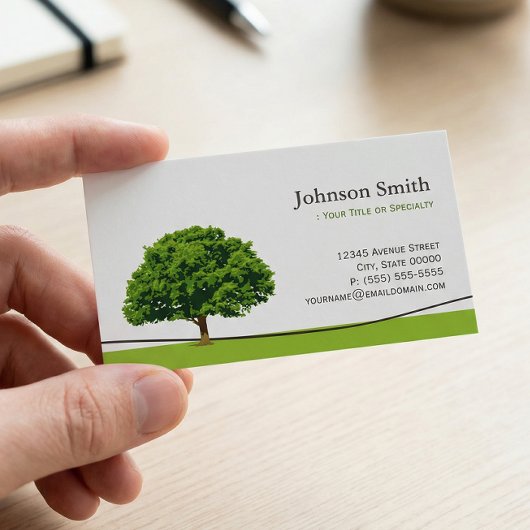 Wise Oak Tree Symbol - Professional Tree Service Visitekaartje