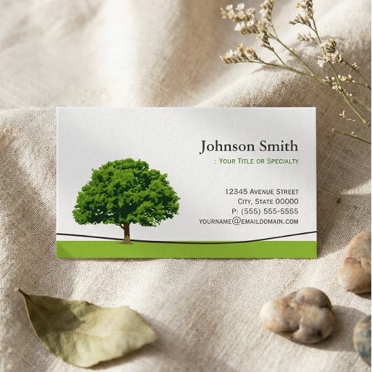 Wise Oak Tree Symbol - Professional Tree Service Visitekaartje