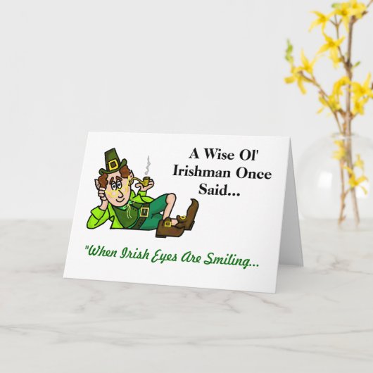Wise Ol' Leprechaun St. Patrick's Day Kaart (Gele Bloem)