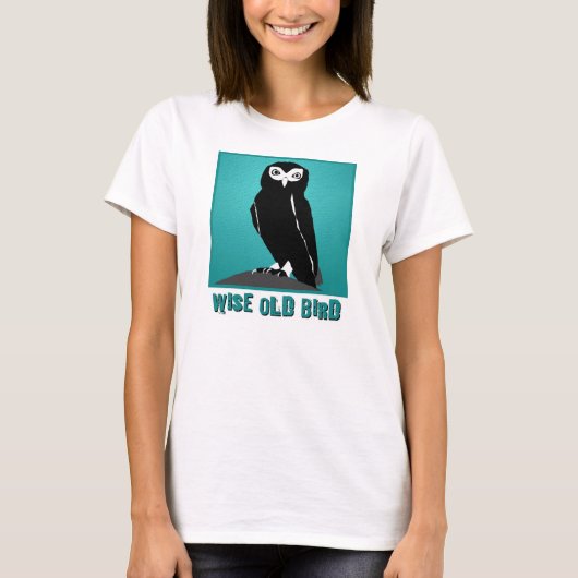Wise Old Bird T-Shirt - Owl in Blauwgroen (Voorkant)