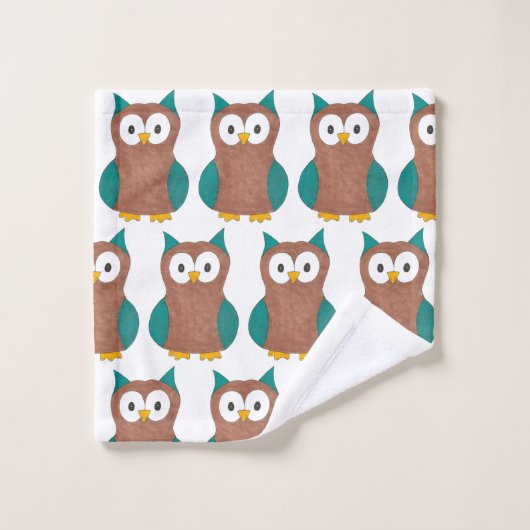 Wise Old Brown Owl Hoot Bird Animal Print Bad Handdoek (Wasdoekje)