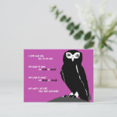 Wise Old Owl Briefkaart in Cerise (Staand voorkant)