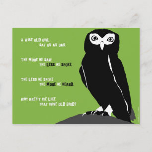 Wise Old Owl Briefkaart in Green
