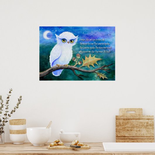 Wise Old Owl Rhime Poster (Keuken)