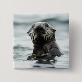 Wise Otter Vierkante Button 5,1 Cm (Voorkant)