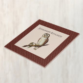 Wise Owl 2 met bruine en Cream Polka Dots Tegeltje