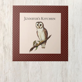  Wise Owl 2 met bruine en Cream Polka Dots Tegeltje