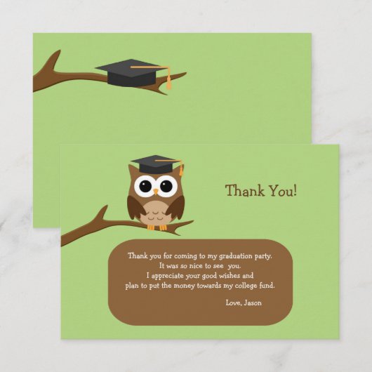 Wise Owl Afstuderen Bedankt Opmerking Kaart (Voorkant / Achterkant)