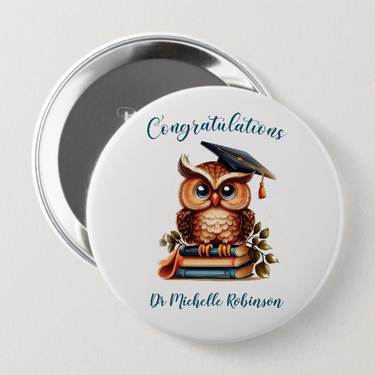 Wise Owl Afstuderen gefeliciteerd Ronde Button 4,0 Cm (Voorkant /achterkant)