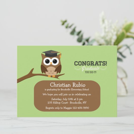 Wise Owl Afstuderen Invitation Kaart (Staand voorkant)