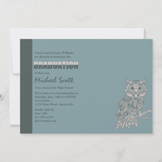 Wise Owl Afstuderen Invitation Kaart (Voorkant)