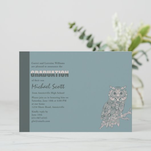 Wise Owl Afstuderen Invitation Kaart (Staand voorkant)