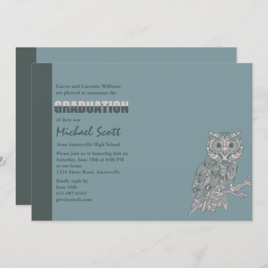 Wise Owl Afstuderen Invitation Kaart (Voorkant / Achterkant)