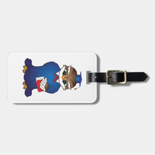 Wise Owl Afstuderen Schattigee Scholar Bird Bagagelabel (Voorkant horizontaal)