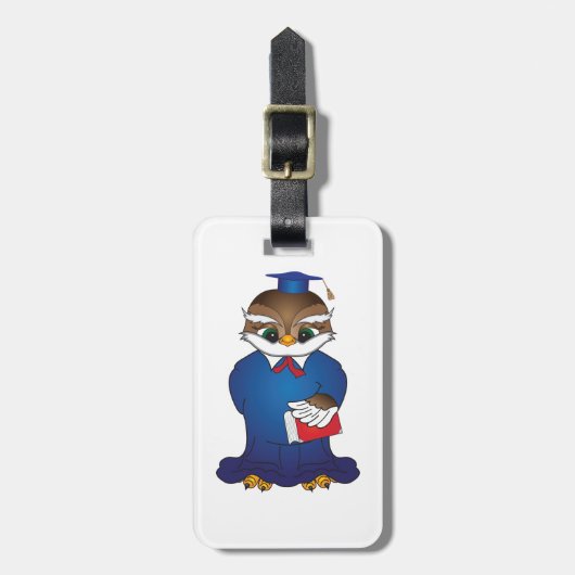 Wise Owl Afstuderen Schattigee Scholar Bird Bagagelabel (Voorkant verticaal)