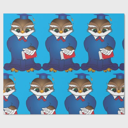Wise Owl Afstuderen Schattigee Scholar Bird Cadeaupapier (Vlak)