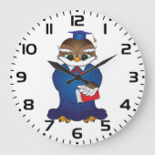 Wise Owl Afstuderen Schattigee Scholar Bird Grote Klok (Voorkant)