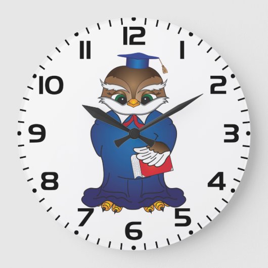Wise Owl Afstuderen Schattigee Scholar Bird Grote Klok (Voorkant)