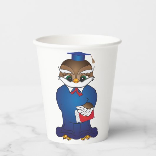 Wise Owl Afstuderen Schattigee Scholar Bird Papieren Bekers (Voorkant)